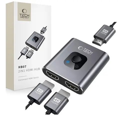 Tech-Protect HB07 šedá / HUB adaptér / HDMI / 4K 60Hz / 2v1