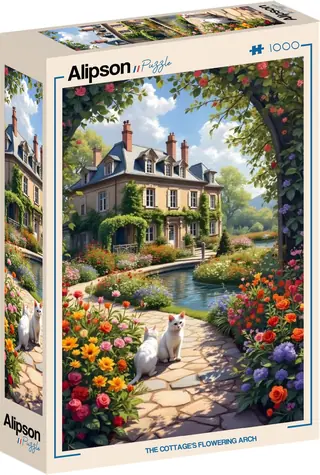 ALIPSON Puzzle Kvetoucí oblouk u chalupy / 1000 dílků / 47,8 x 69 cm