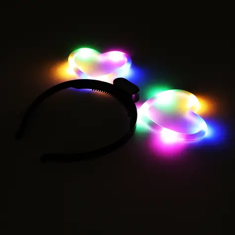 RAPPA Čelenka srdce blikající / Karnevalový doplněk / LED, 3 režimy svícení