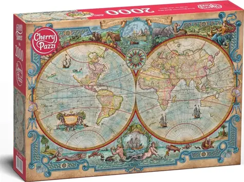 CHERRY PAZZI Puzzle Mapa světa Velkých objevů / 2000 dílků / 100 x 70 cm