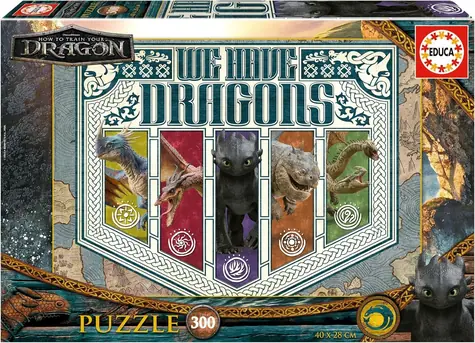 EDUCA Puzzle Jak vycvičit draka / 300 dílků / 40x28 cm