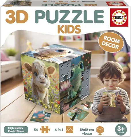 EDUCA 3D Puzzle kostka Zvířátka / 54 dílků