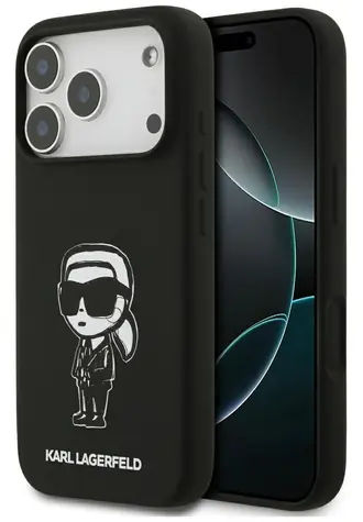 Karl Lagerfeld Silicone Karl Sketch & Logo černá / Zadní kryt / MagSafe / iPhone 17 Pro
