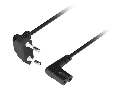 Lanberg CEE7/16 - C7 černá / Napájecí kabel / úhlový / 1,8 m / VDE