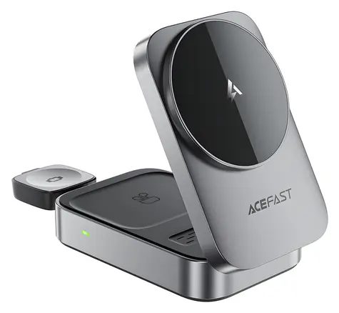 Acefast E22 šedá / Bezdrátová nabíječka / MagSafe kompatibilní / 3 v 1
