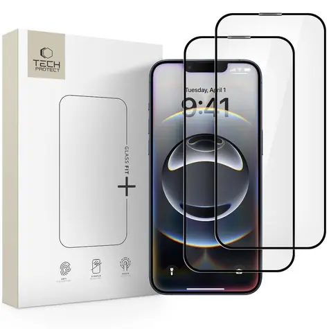 Tech-Protect Glass Fit+ černá / Ochranné sklo / Apple iPhone 13/13 Pro/14/16e/17e / 2 ks