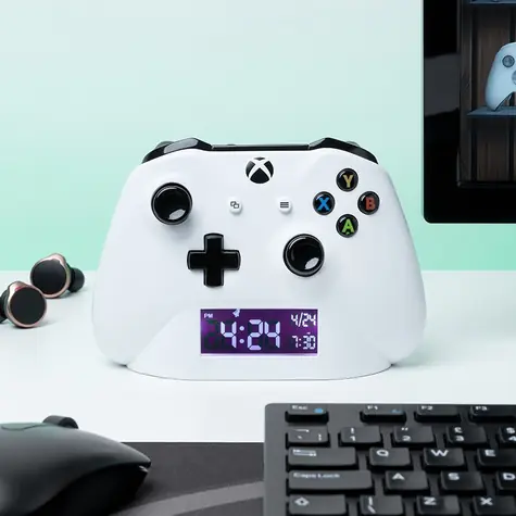PALADONE Budík XBOX bílý / 16 cm / USB napájení / Oficiální licence