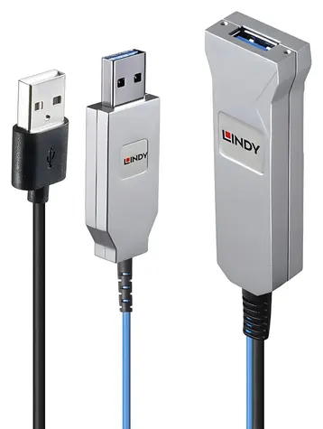 Lindy optický USB 3.0 kabel 30 m modrá / USB kabel / USB-A - 2x USB-A / 5 Gbit/s / 0-70 °C