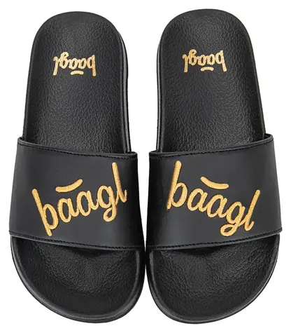 BAAGL Pantofle Logo Gold vel. 34 / Dětské pantofle / EVA podrážka / protiskluzová