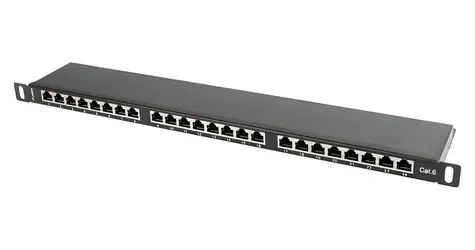 Lanberg PPS6-0024-B černý / Patch panel / 19" / 24 portů / 0,5U / CAT.6 FTP stíněný