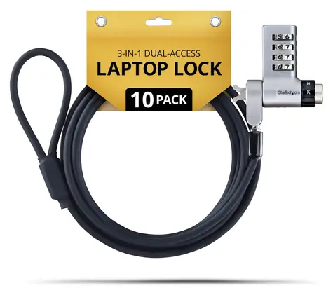 StarTech UDUOKA10 černá, stříbrná / Lankový zámek pro notebook / 3-in-1 / 2 m / 10 ks v balení