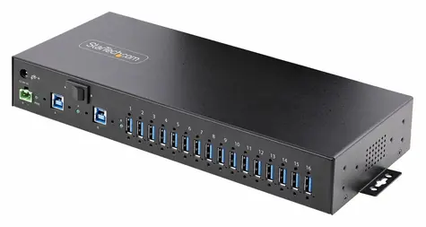 StarTech Průmyslový USB hub 16 portů černá / USB hub / 16x USB 3.2 5Gbps / napájecí adaptér