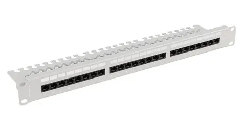 Lanberg šedý / Patch panel / 24 portů / Cat6A / UTP / s policí / 1U / 19"