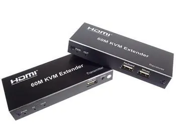 PremiumCord HDMI KVM extender 60 m / KVM extender / 2x USB / Audio / Cat5/6 / Jeden kabel