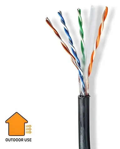 Nedis CAT6 černá / Instalační kabel / U/UTP / 305 m / venkovní / kulatý / PE