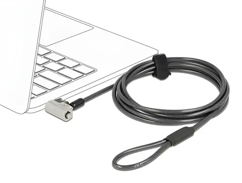 NaviLock Kabelový zámek na notebook 3v1 / Zámek na notebook / Kensington, Nano, Noble Wedge / 2 m