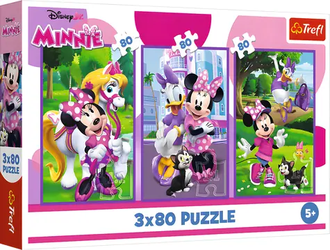 TREFL Puzzle Minnie a přátelé / 3x80 dílků / od 5 let / 27,5 x 18 cm
