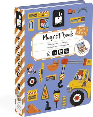 JANOD Magnetická knížka Magnetibook Na stavbě / 50 magnetek / 19 kartiček