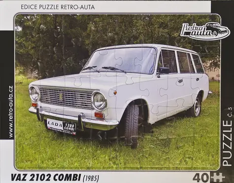 RETRO-AUTA Puzzle č.05 VAZ 2102 COMBI (1985) / 40 dílků / 32 × 24 cm