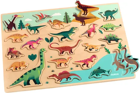DJECO Dřevěná vkládačka Dino / Vkládačka / Dřevo
