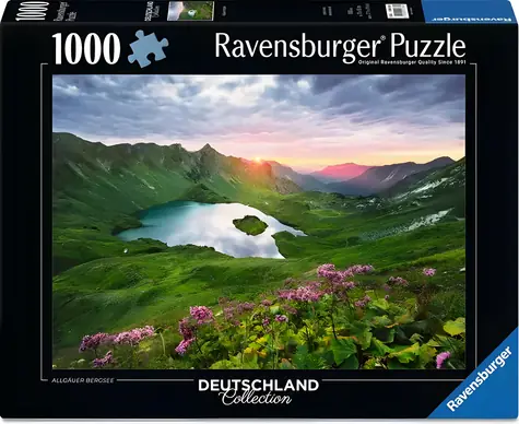 RAVENSBURGER Puzzle Horské jezero v Allgäu / 1000 dílků / 70 x 50 cm