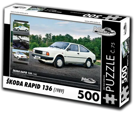 RETRO-AUTA Puzzle č. 75 Škoda RAPID 136 (1988) / 500 dílků / 48 × 36 cm