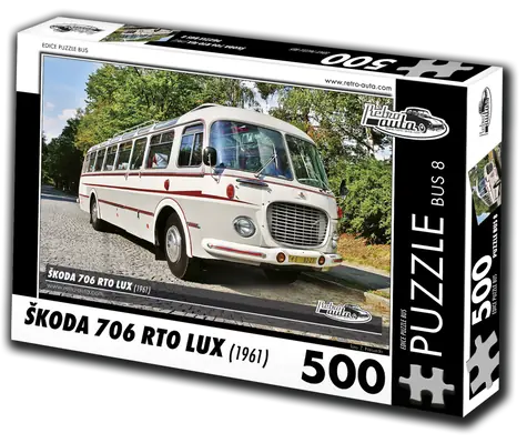 RETRO-AUTA Puzzle BUS č.8 Škoda 706 RTO LUX (1961) / 500 dílků / 48 × 36 cm