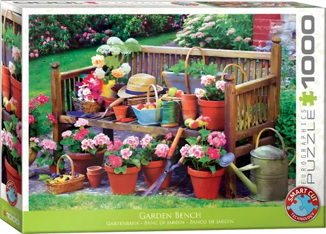 EUROGRAPHICS Puzzle Lavička na zahradě / 1000 dílků / 67,63 × 48,89 cm