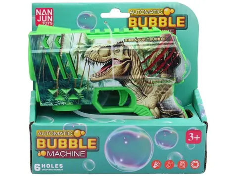 Bublifuk pistole Dinosaurus 16 cm / Hračka na bubliny / plast / 4x AA (nejsou v balení)