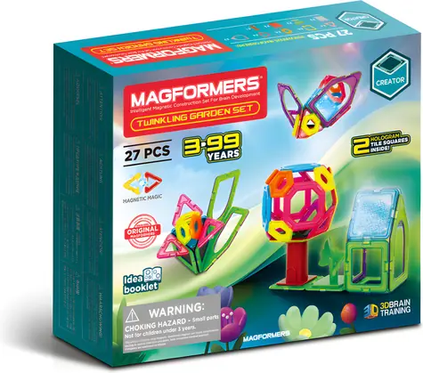 MAGFORMERS Magnetická stavebnice Třpytivá zahrada / 27 dílků