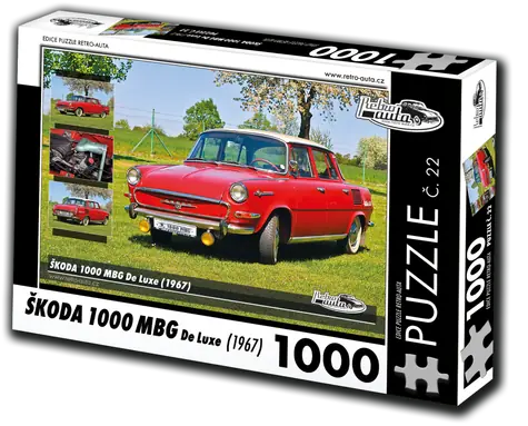 RETRO-AUTA Puzzle č.22 Škoda 1000 MBG De Luxe (1967) / 1000 dílků / 66 × 47 cm