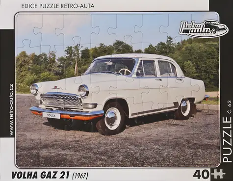 RETRO-AUTA Puzzle Volha GAZ 21 (1967) / 40 dílků / 32 × 24 cm