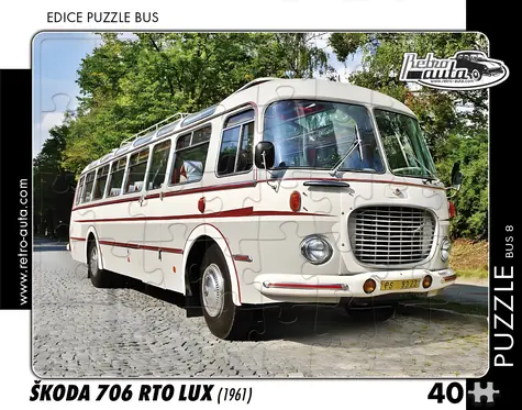 RETRO-AUTA Puzzle BUS č.08 Škoda 706 RTO LUX (1961) / 40 dílků / 32 x 24 cm