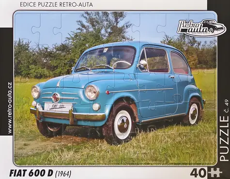 RETRO-AUTA Puzzle č.49 FIAT 600 D (1964) / 40 dílků / 32 x 24 cm