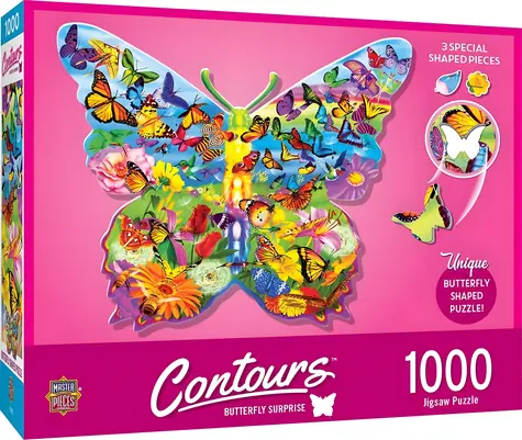 MASTERPIECES Obrysové puzzle Motýlí překvapení / 1000 dílků / 87 × 60 cm