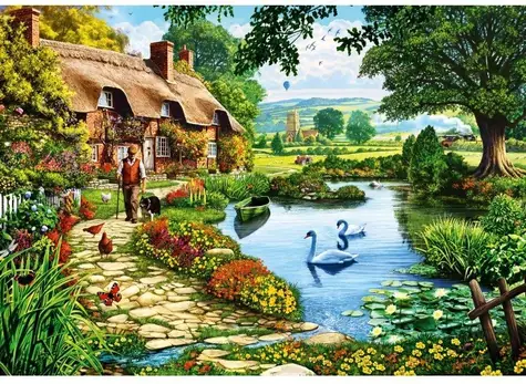 BLUEBIRD Puzzle Chata u jezera / 500 dílků / 47,8 x 34,2 cm