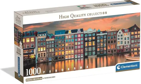 CLEMENTONI Panoramatické puzzle Ráno v Amsterdamu / 1000 dílků / od 14 let