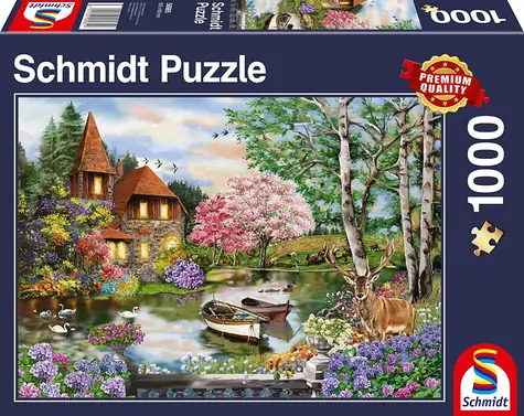SCHMIDT Puzzle Dům u jezera / 1000 dílků / 69,3 × 49,3 cm