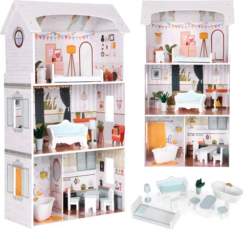 ECOTOYS Třípatrový domeček pro panenky Alice / od 3 let