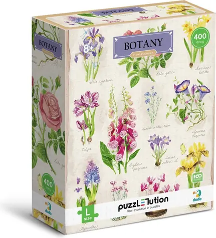 DODO Puzzle Botany: Zahradní květiny / 400 dílků / 33 x 47 cm