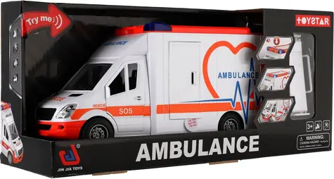 TEDDIES Auto ambulance 28 cm / Otevírací dveře / Lehátko pro pacienty / Setrvačník