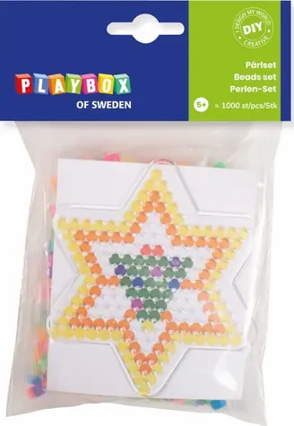 PLAYBOX Zažehlovací korálky Malá sada Hvězda / 1000 ks / neonové barvy / O 5 mm