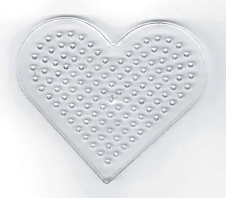 PLAYBOX Podložka pro zažehlovací korálky srdce / Průhledná / 8,5 × 7,5 cm