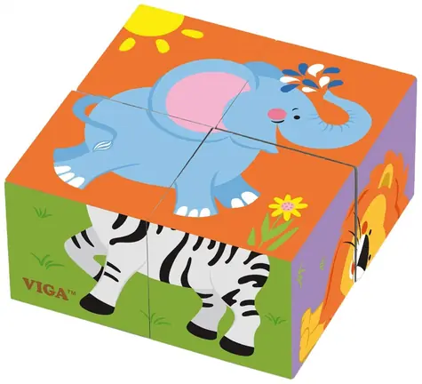 VIGA Obrázkové kostky Zoo / 4 kostky / od 24 měsíců