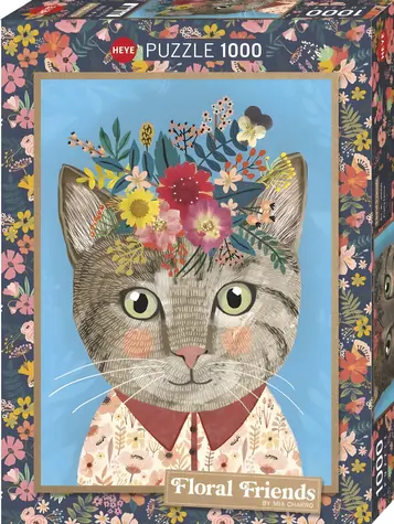 HEYE Puzzle Floral Friends: Krásná kočička / 1000 dílků / 50 x 70 cm