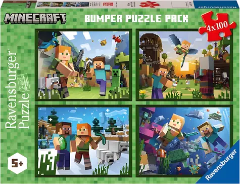 RAVENSBURGER Puzzle Minecraft / 4x100 dílků / 36 x 26 cm