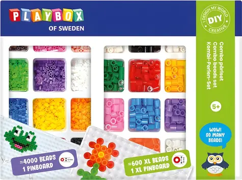 PLAYBOX Zažehlovací korálky Combo set 4000+600 ks / se 2 podložkami / od 5 let