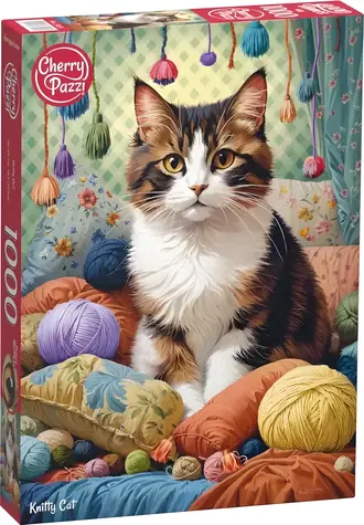 CHERRY PAZZI Puzzle Kočka v přízi / 1000 dílků / 50 × 70 cm