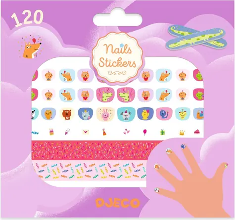 DJECO Samolepky na nehty Happy Birthday / Manikúra / 120 ks / 2 pilníčky