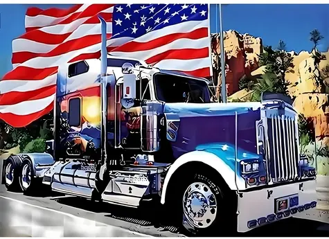NORIMPEX Diamantové malování Americké auto s vlajkou / 30x40 cm